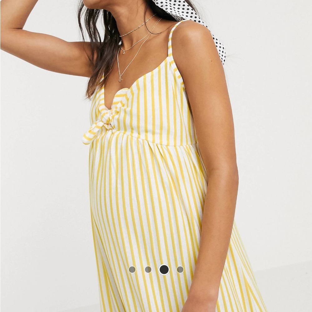 ASOS Maternity Cami Bow Front Maxi Sundress in Buttermilk Stripe - Picture 10 of 11